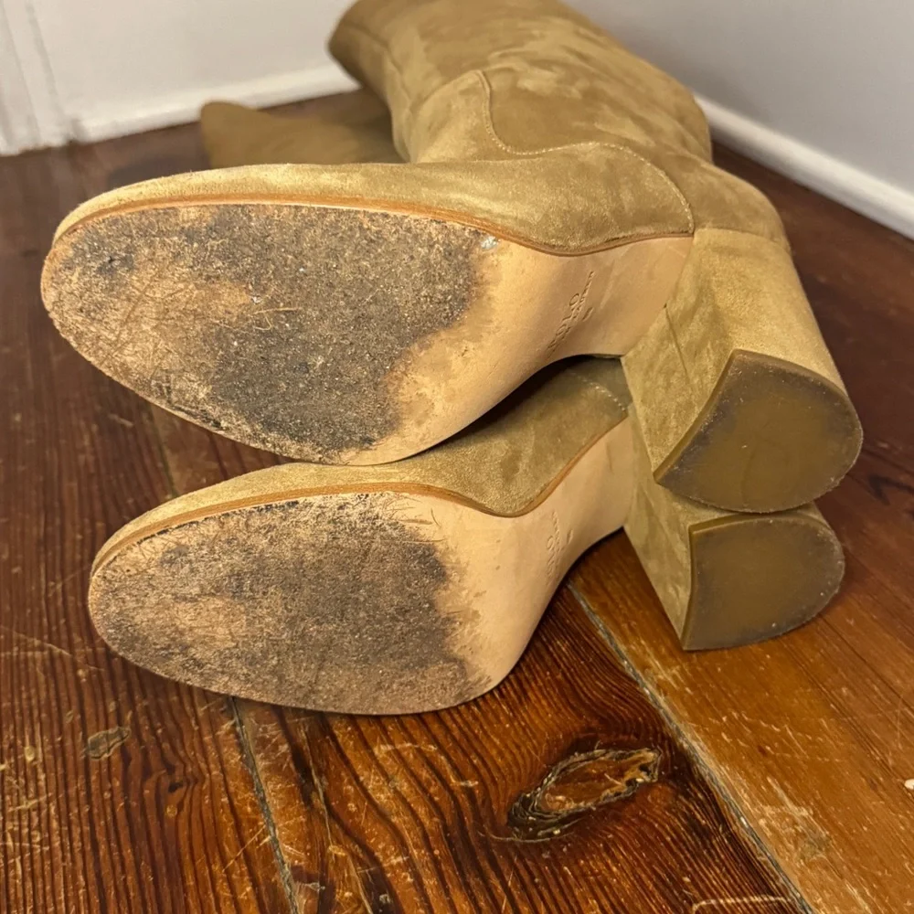 POLO by Ralph Lauren ‘Emmalyn’ Camel Tan Suede Leather Over Knee Boots US 9 B